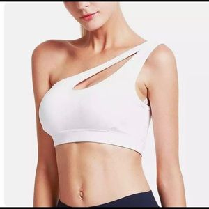 Running Girl One Shoulder White Sports Bra XXL